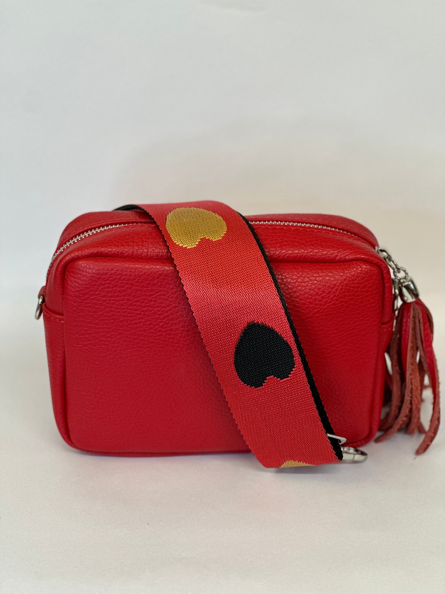 Red Leather Bag and Strap Set
