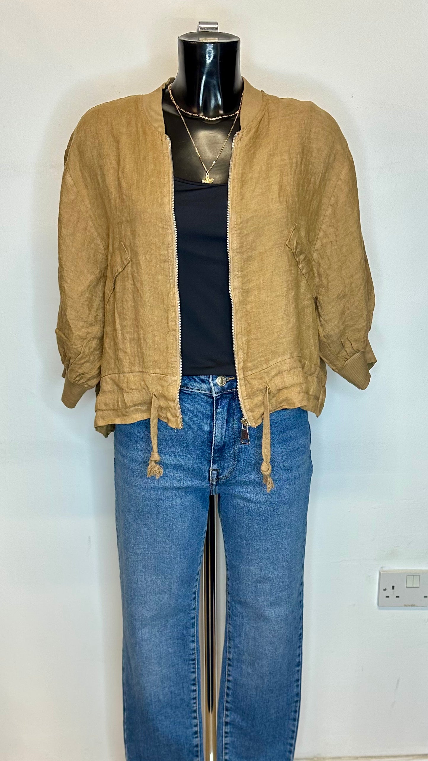 Lightweight Linen Jacket - Sand Colour