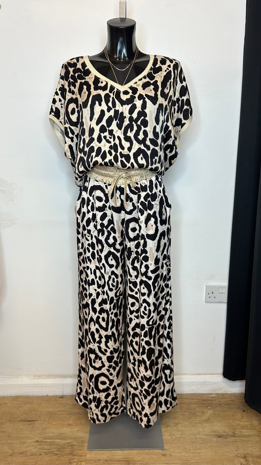 Animal Print Gold Trim Top
