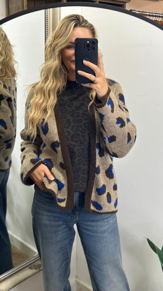 Animal Blue/Brown Print Cardigan