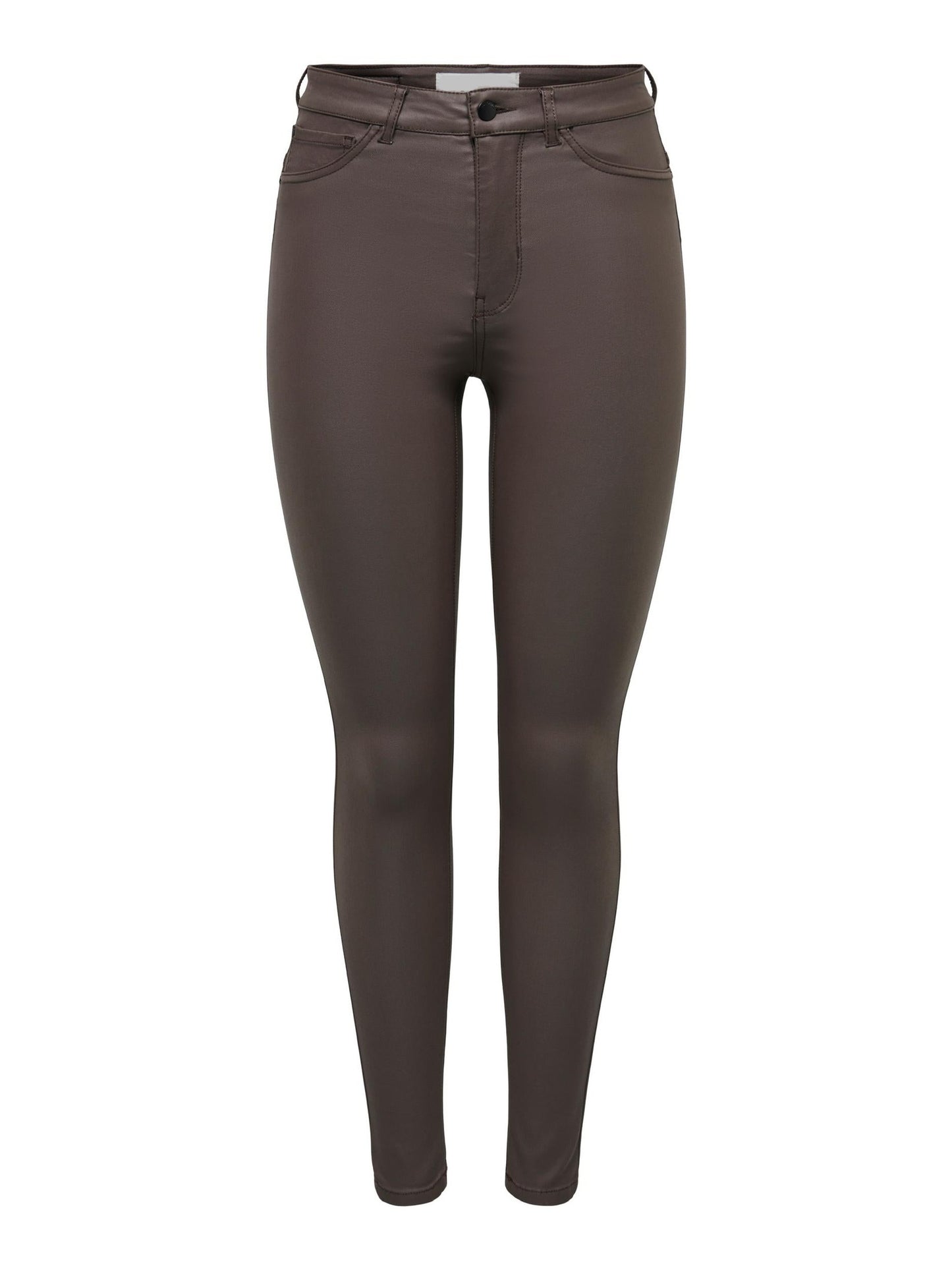 Chocolate brown faux leather trousers