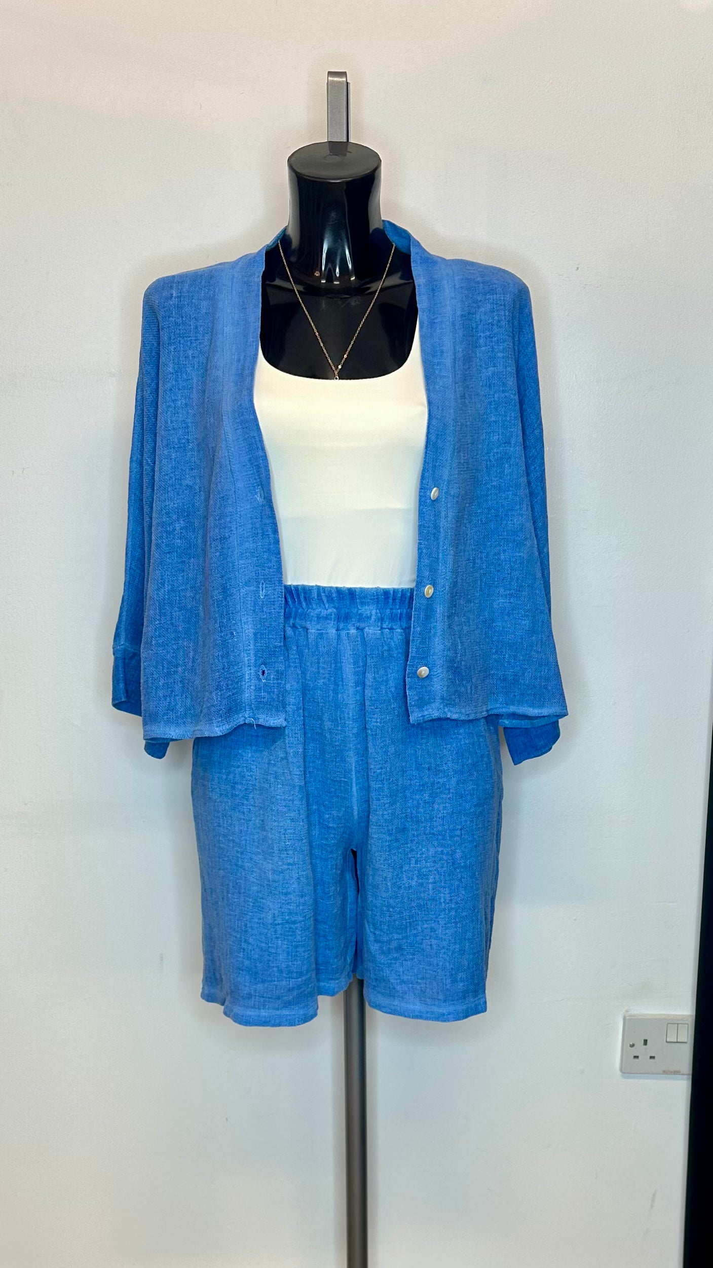 Cotton / Linen Shorts - Blue Colour
