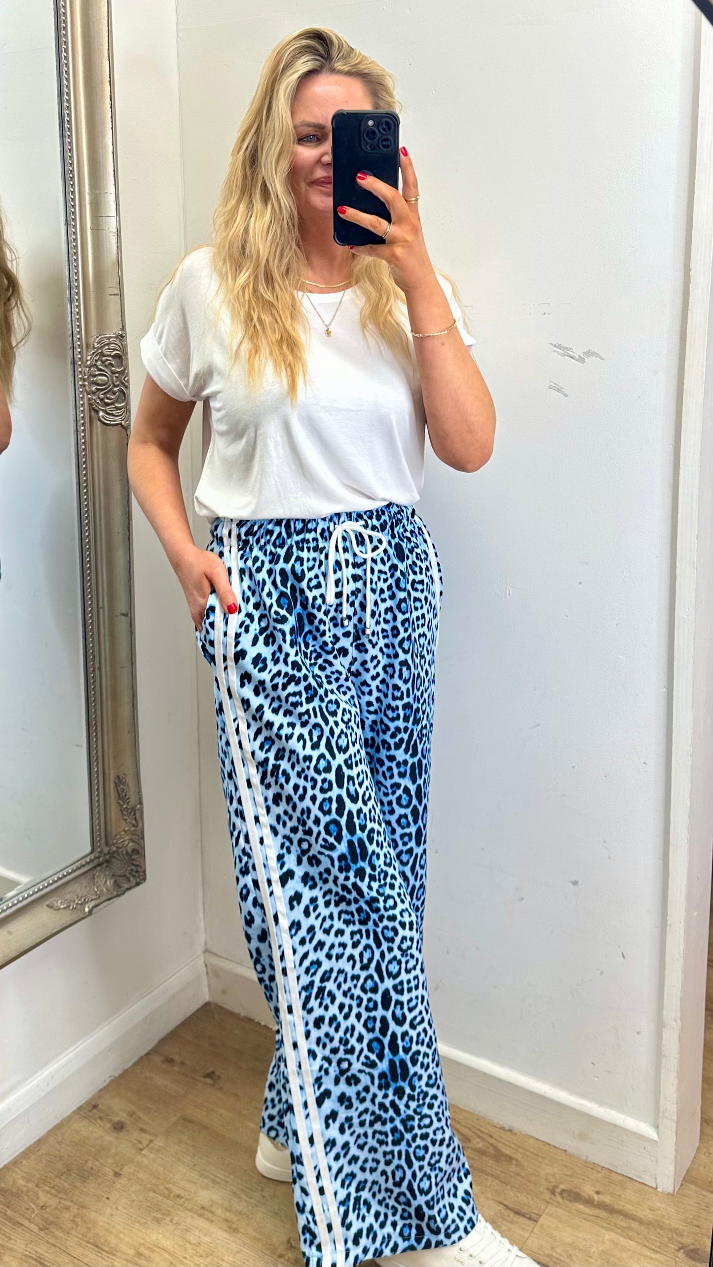 Animal Print Trousers - Blue Colour