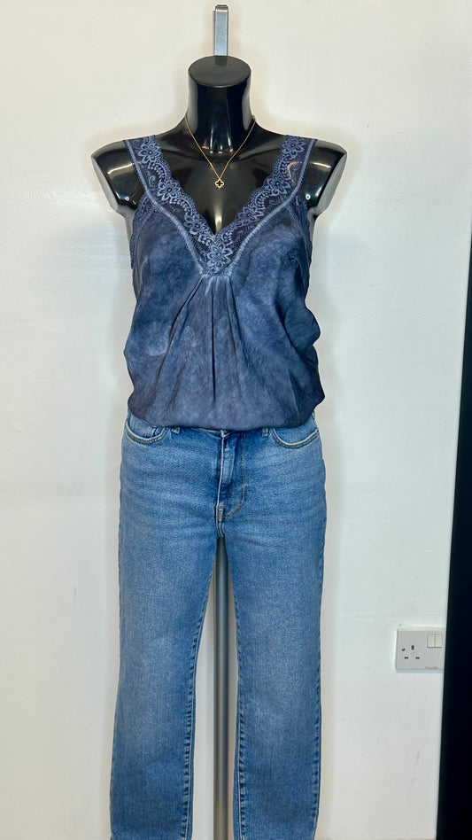 Lace Detail Camisole - Denim Blue Colour