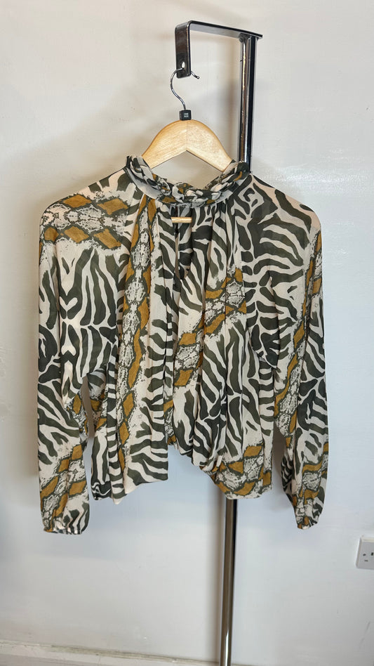Pattern Top - Khaki / Mustard