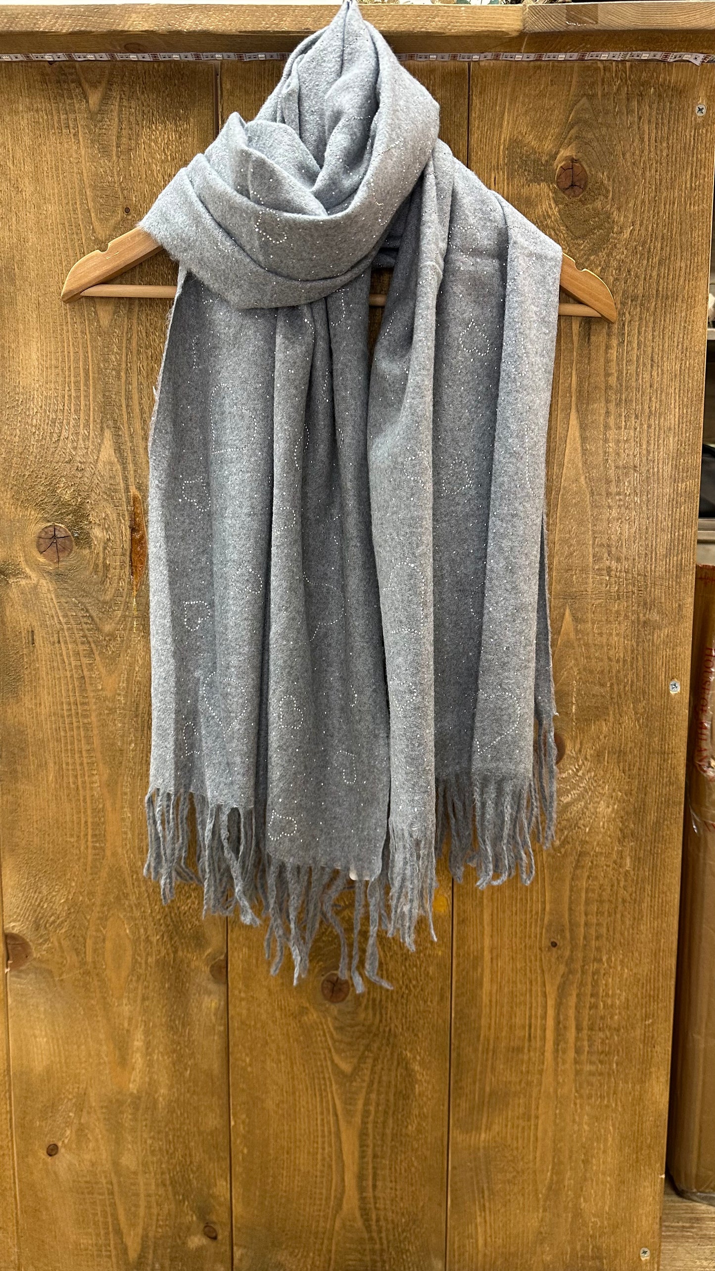 Heart Studded Scarf - Grey Colour