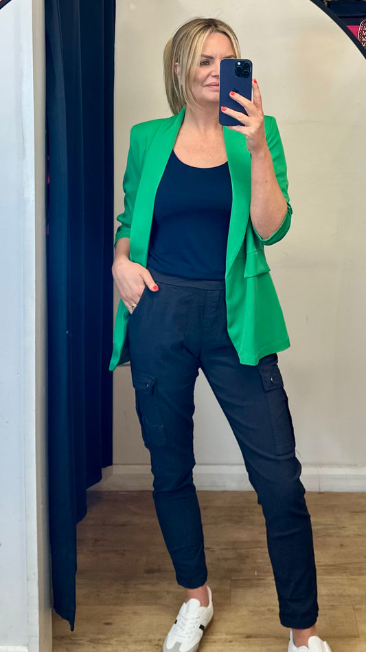 Ruched sleeve blazer - Green