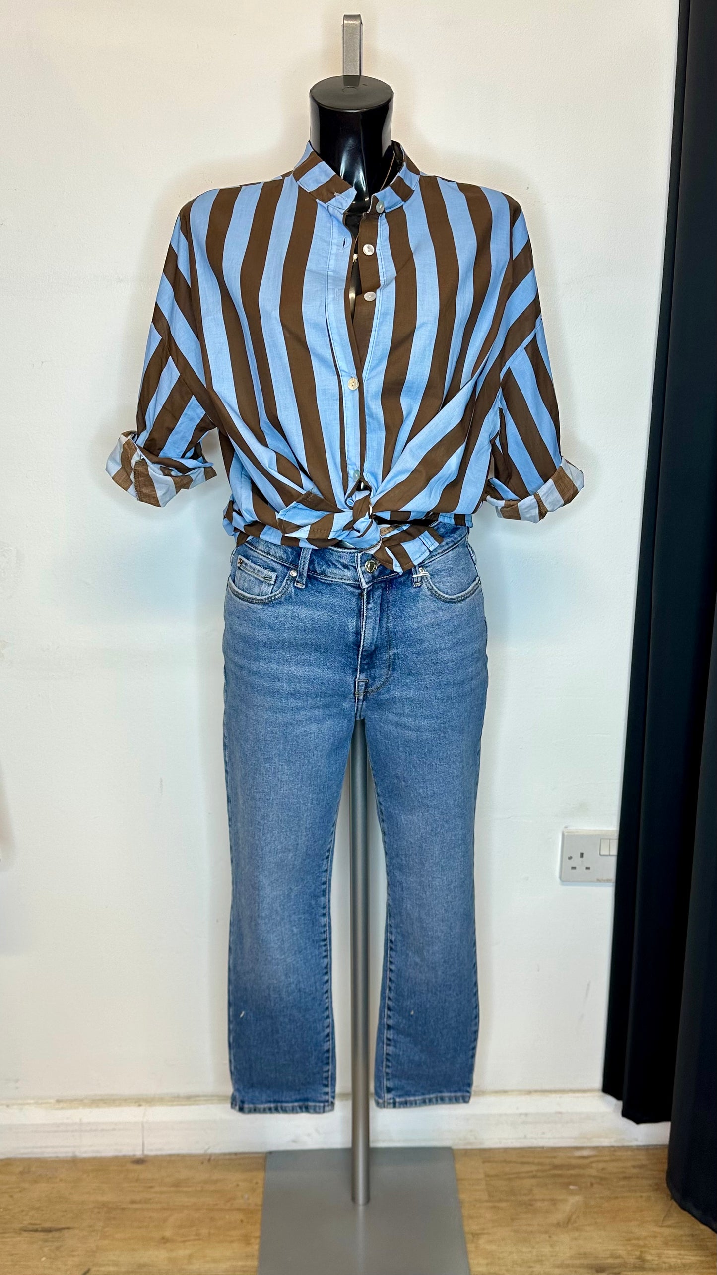 Stripe Shirt - Blue / Brown Colours