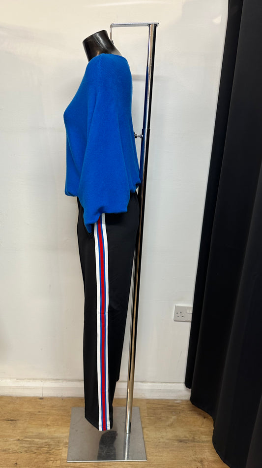 Black side stripe casual trousers