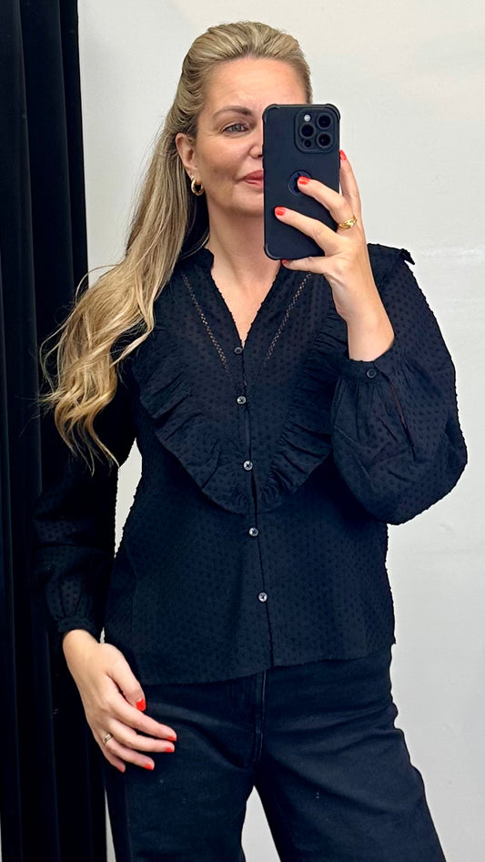 Sheer frill blouse