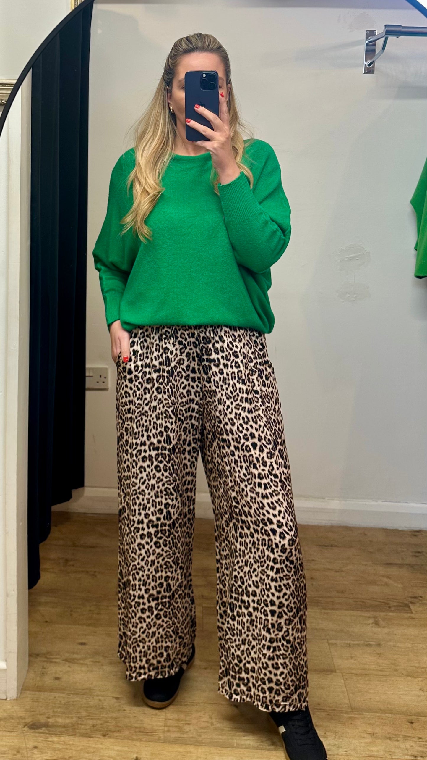 Animal Print Wide Leg Trousers