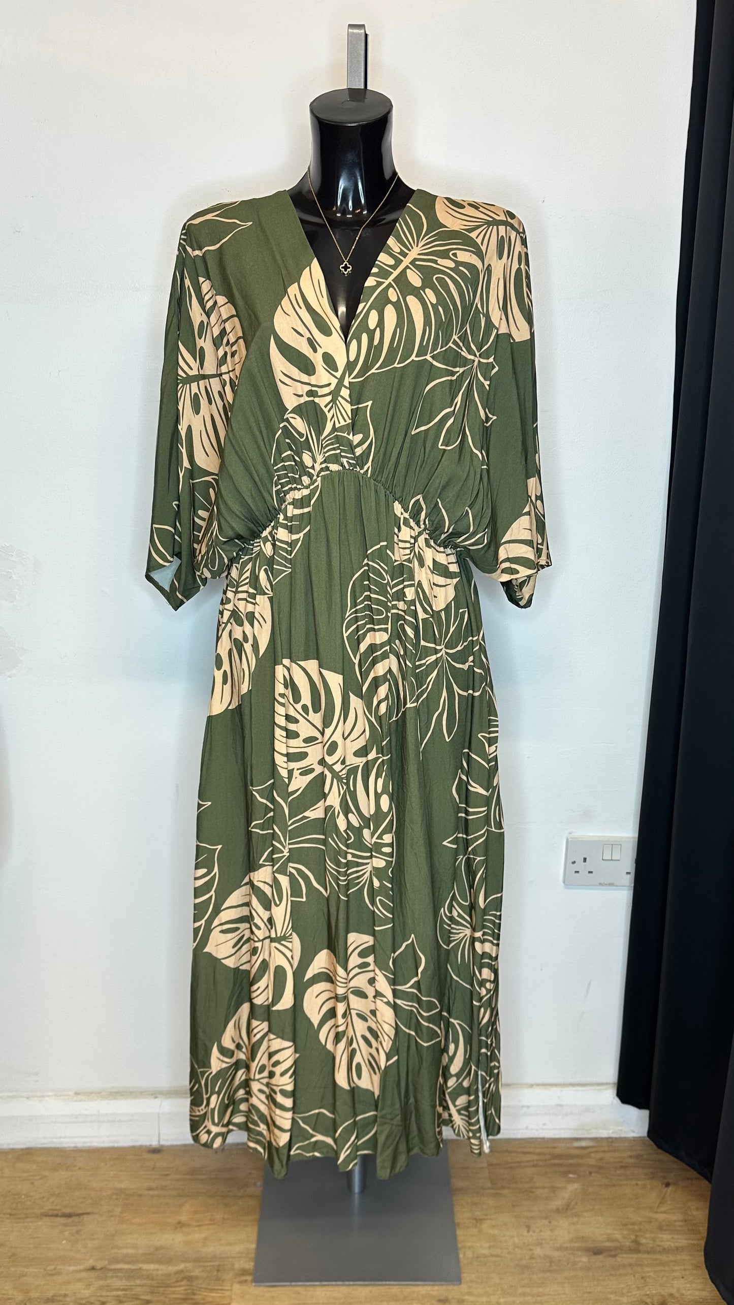 Print Maxi Dress - Khaki Colour