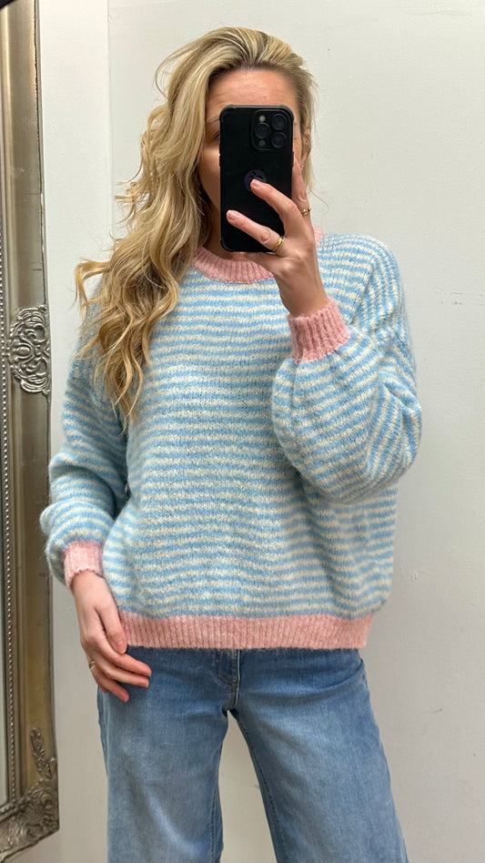 Blue / Pink Stripe Knit