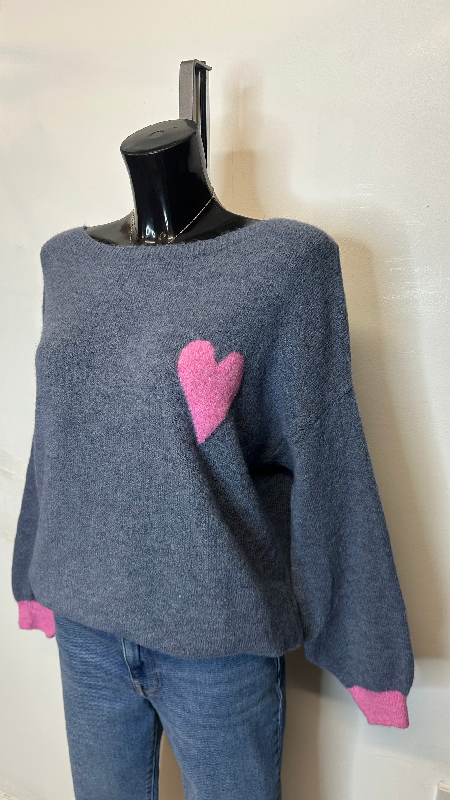 Love Heart Jumper - Blue Colour