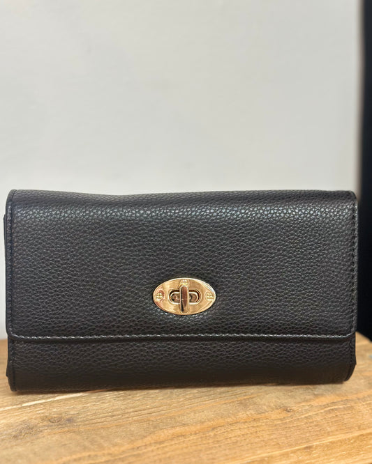Clutch Purse with detachable strap - Black Colour