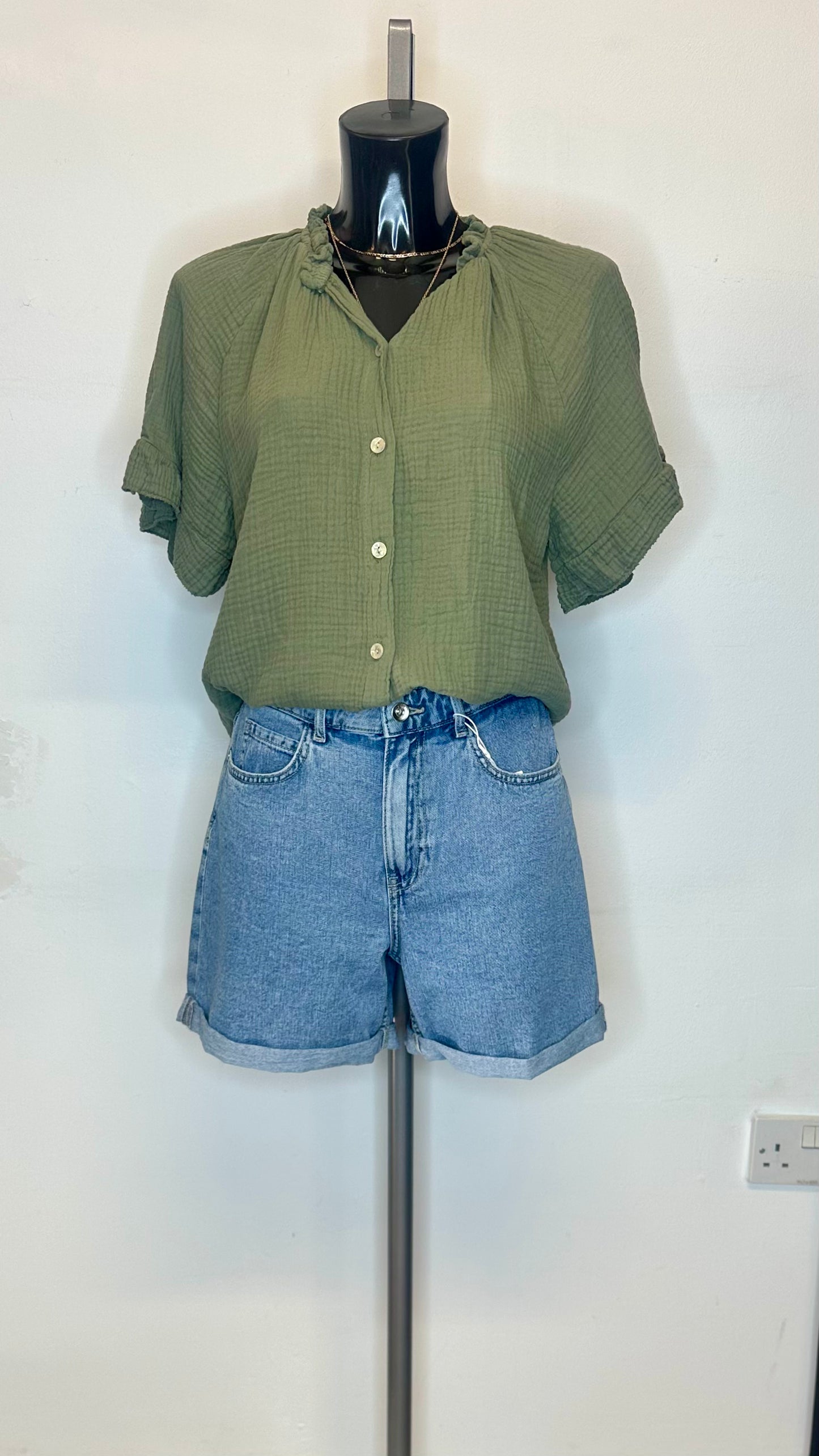 Cheesecloth Top - Khaki Colour