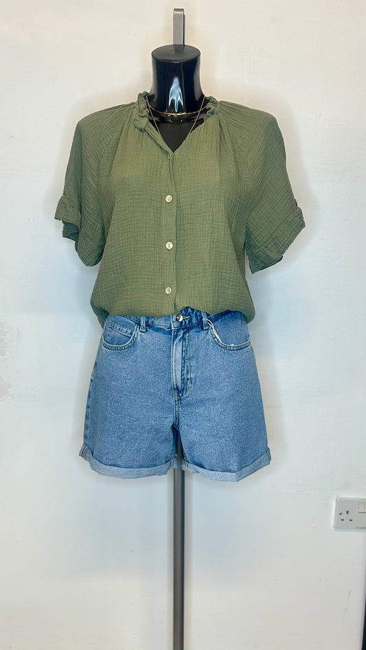Cheesecloth Top - Khaki Colour