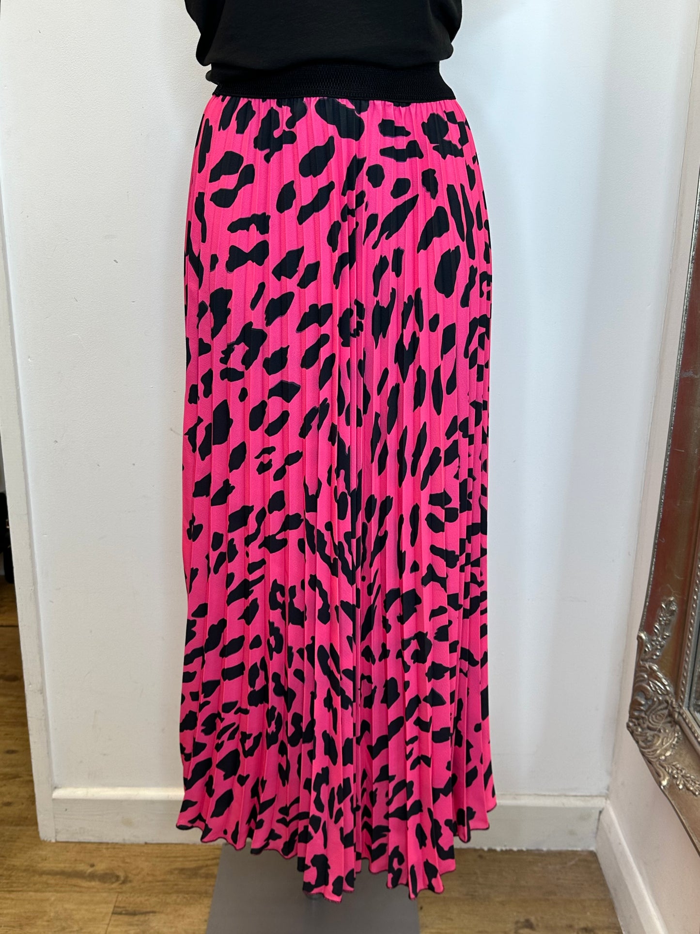 Animal print pleated skirt - Fuchsia pink colour