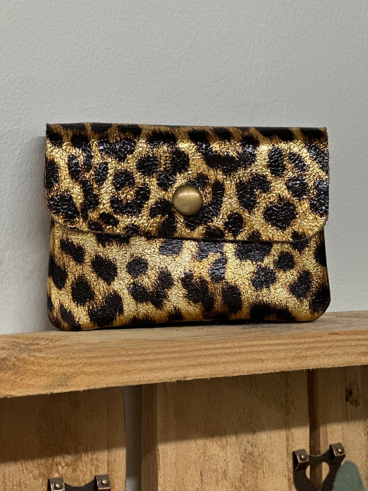 Leopard Print leather coin purse
