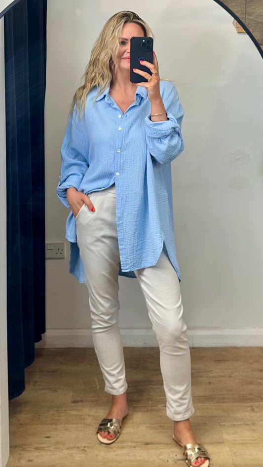 Oversized cheesecloth shirt - Blue Colour