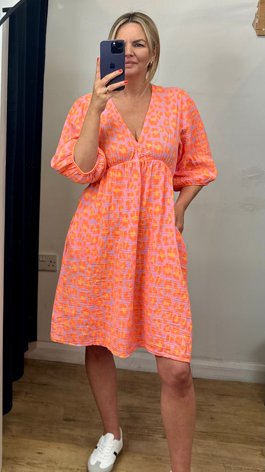 Orange animal print dress