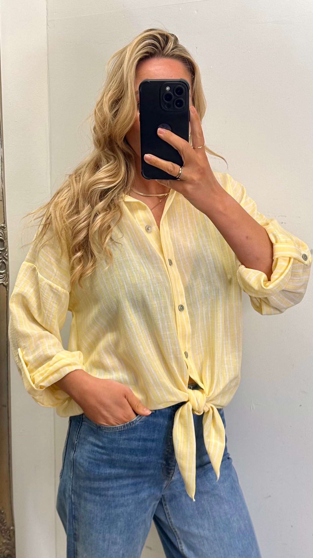 Stripe Tie Shirt - Yellow Colour