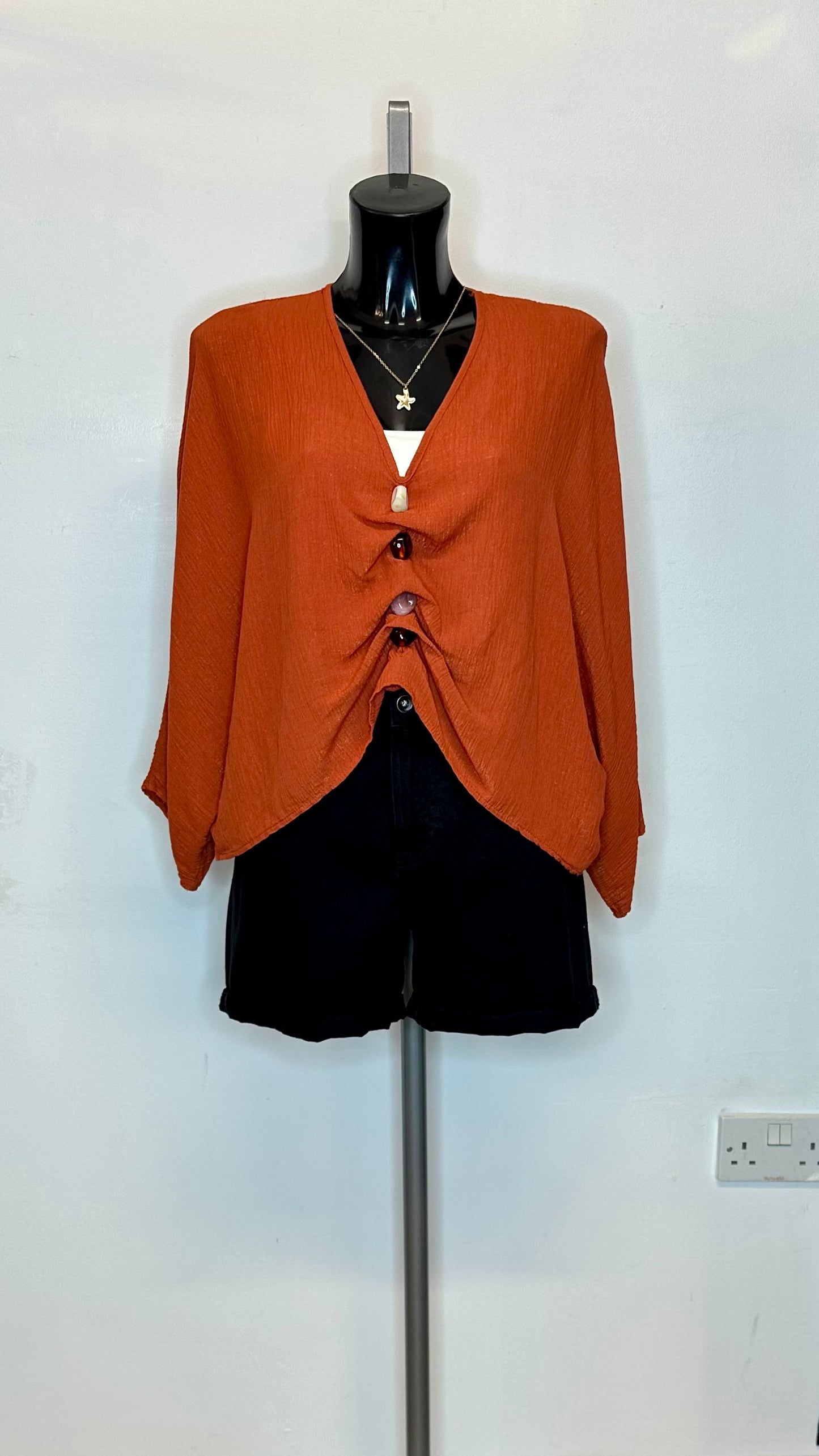 Ruched Beaded Batwing Top