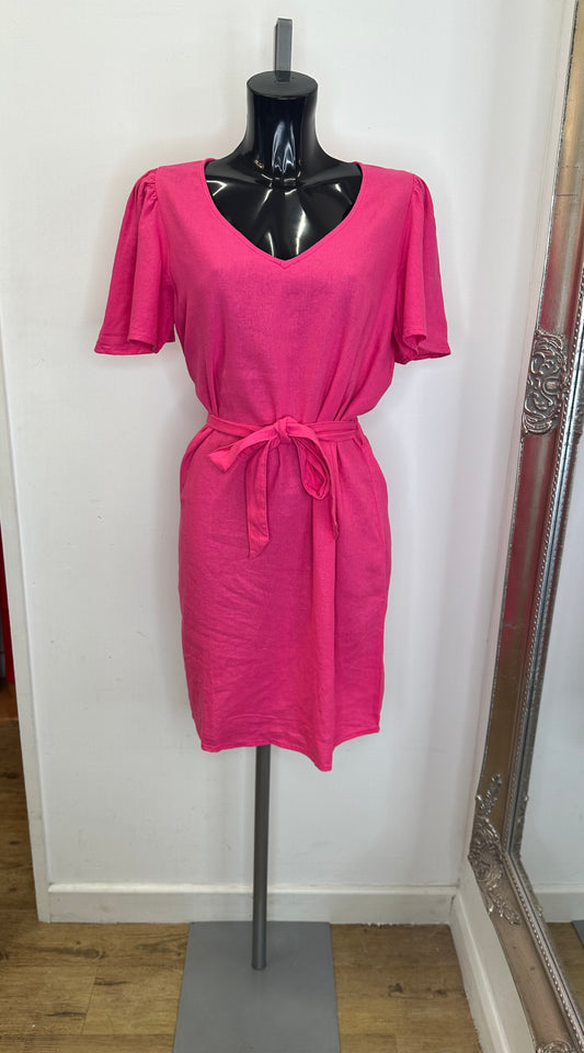 Pink linen blend dress