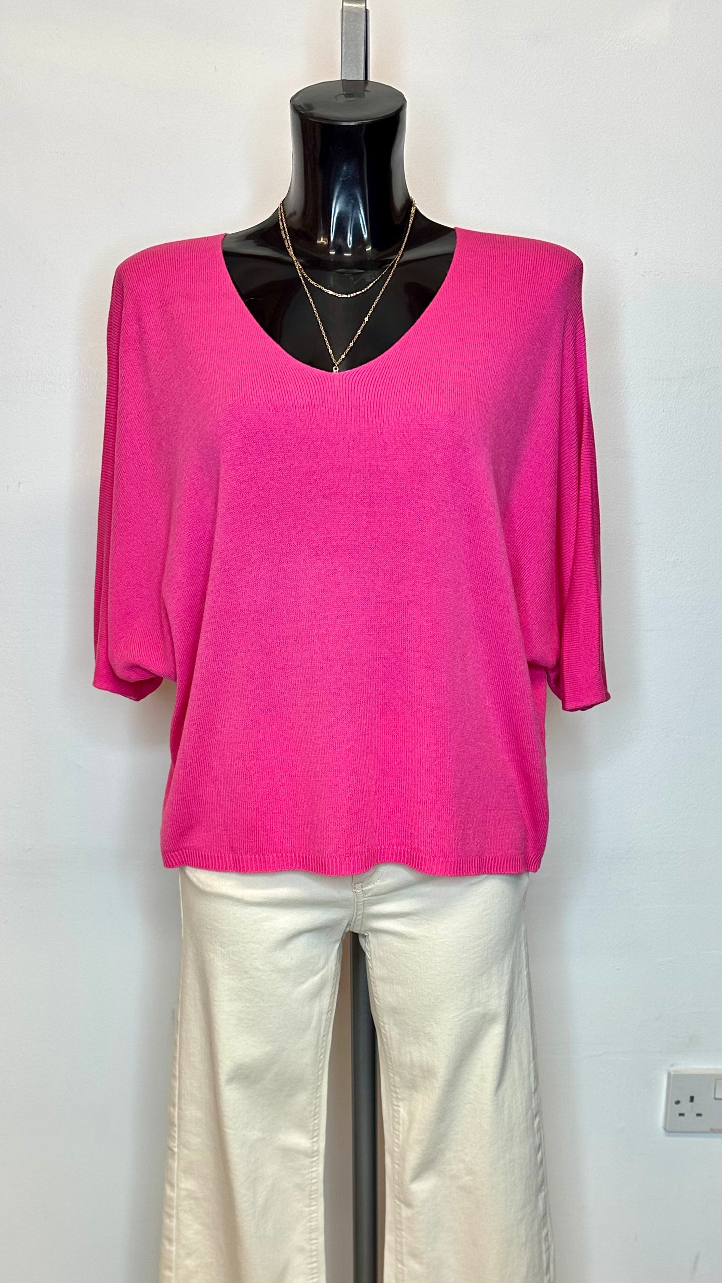 Fuchsia Pink Fine Knit Top