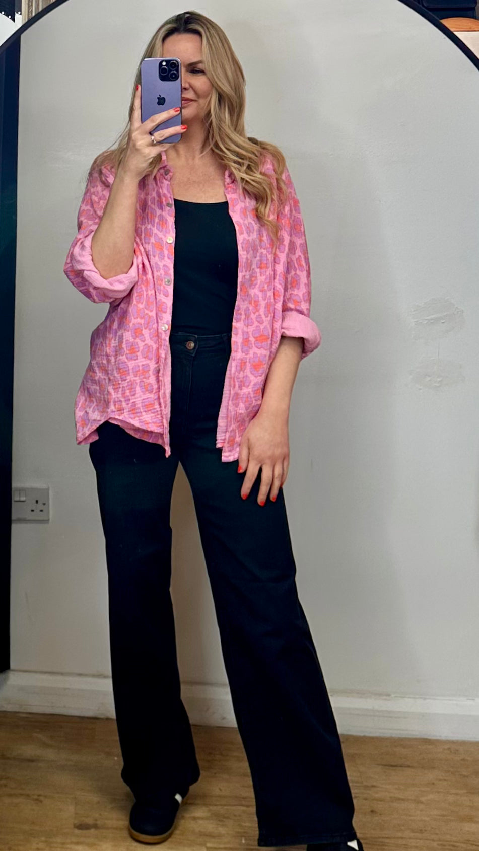 Pink leopard print shirt