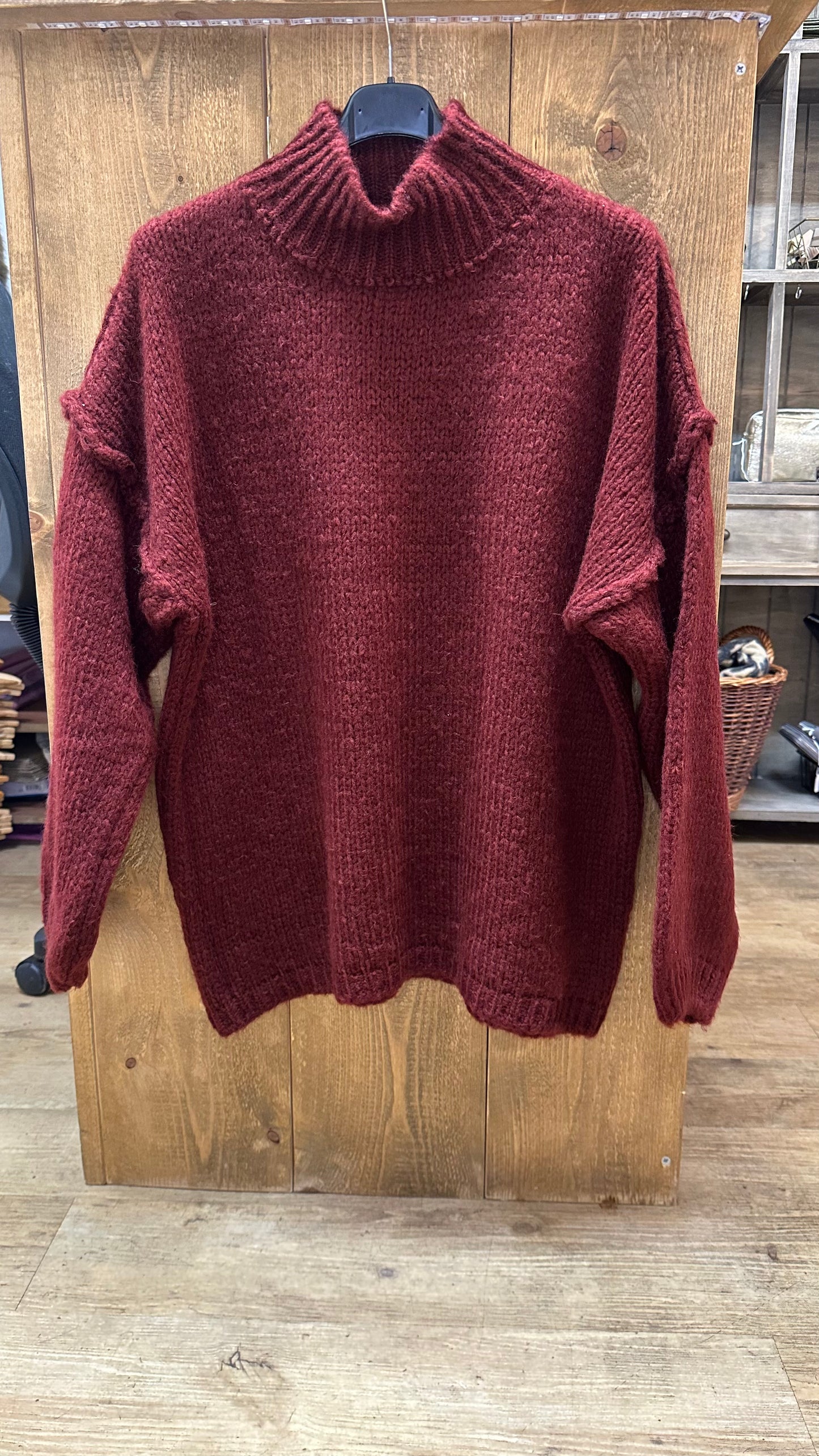 Burgundy chunky knit jumper