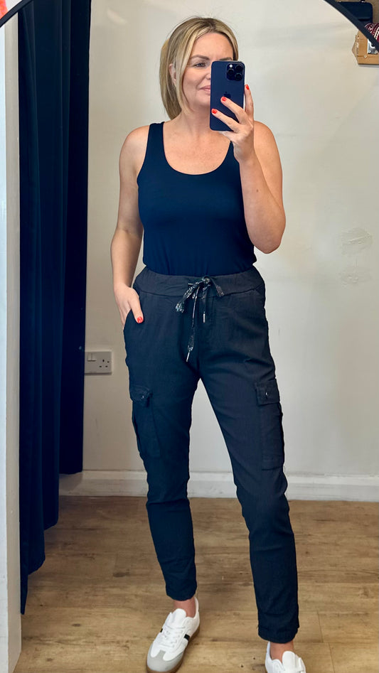 Navy Vest Top