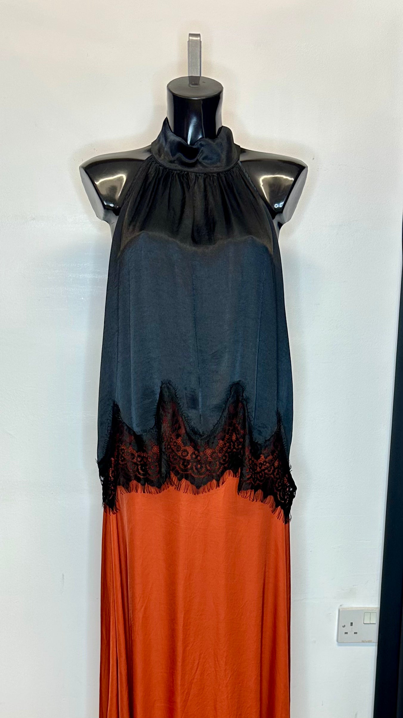 Halter neck Satin Top - Black Colour