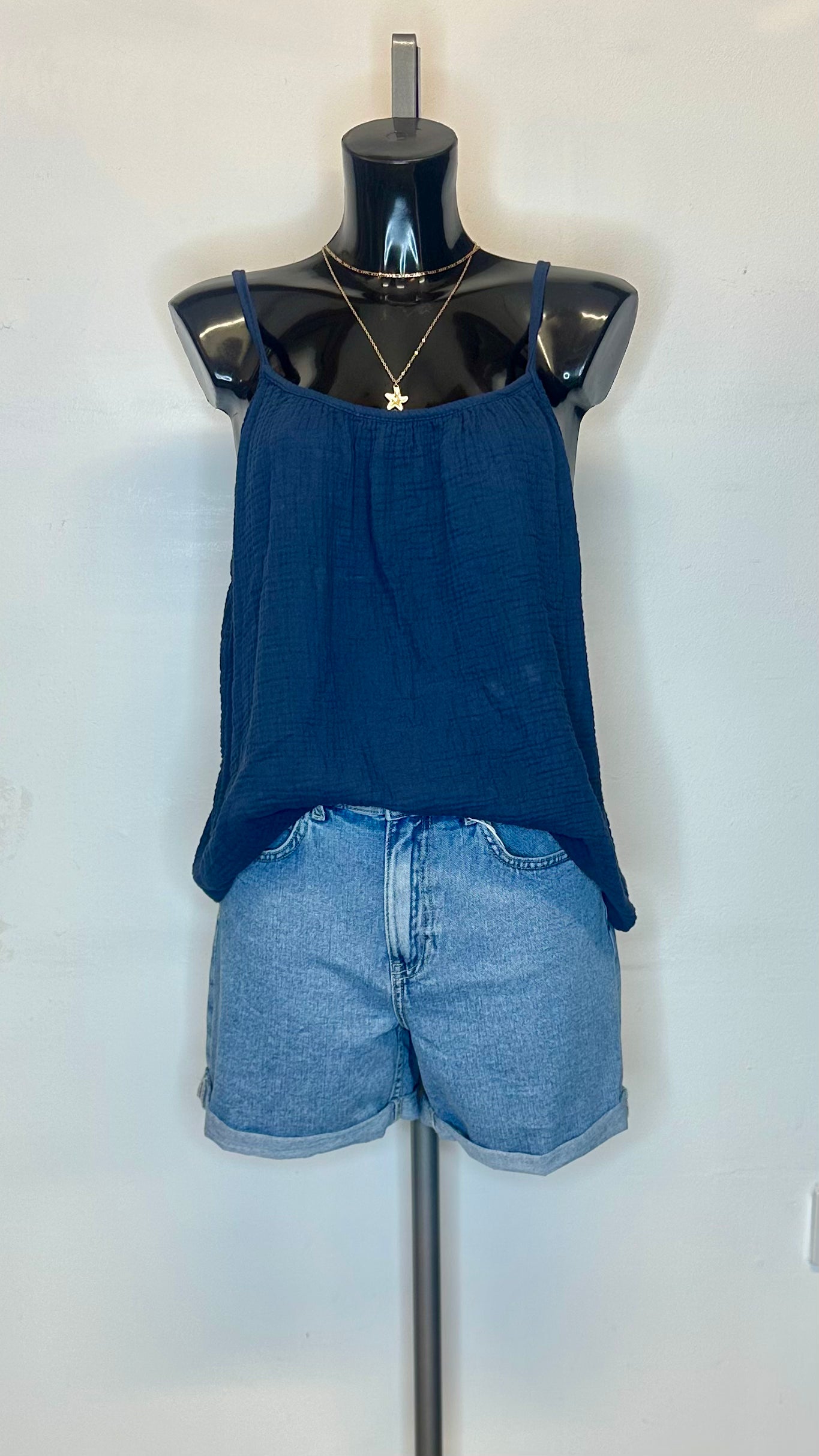 Cheesecloth Camisole - Navy Colour