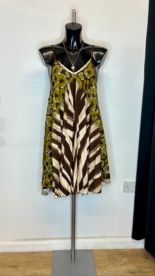 Brown / Green Print Dress