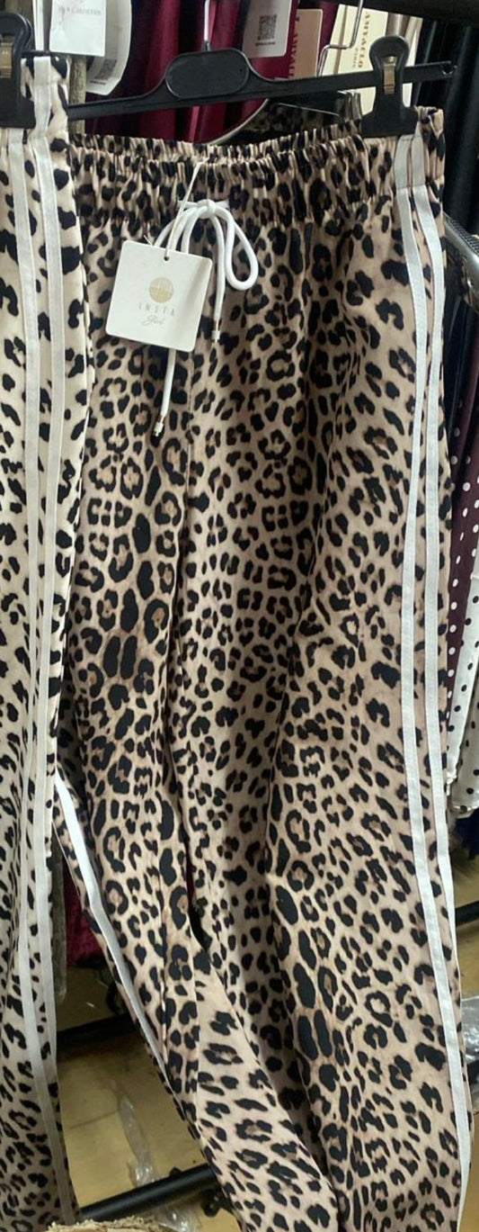 Animal Print Trousers - Beige Colour