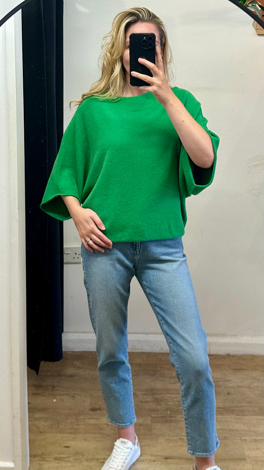 3/4 sleeve batwing soft knit - Green colour