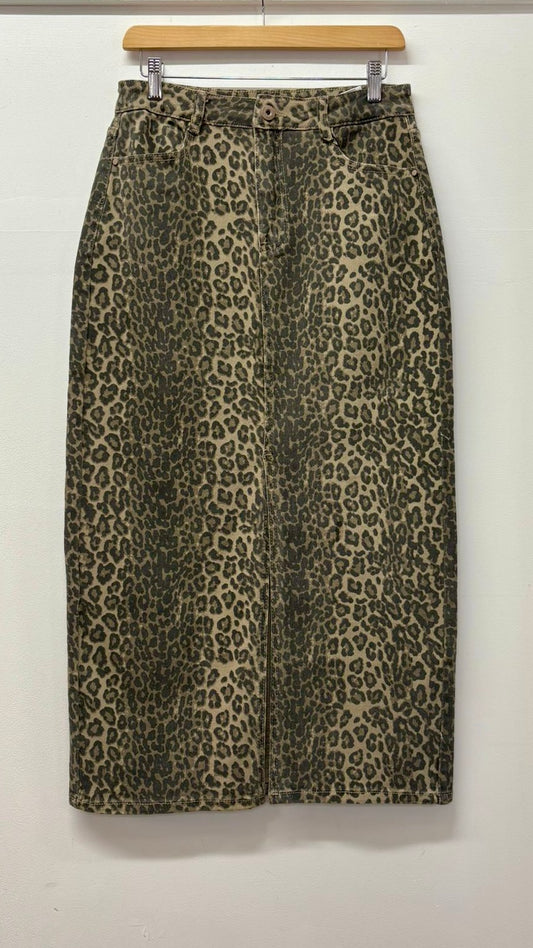 Leopard Denim Skirt