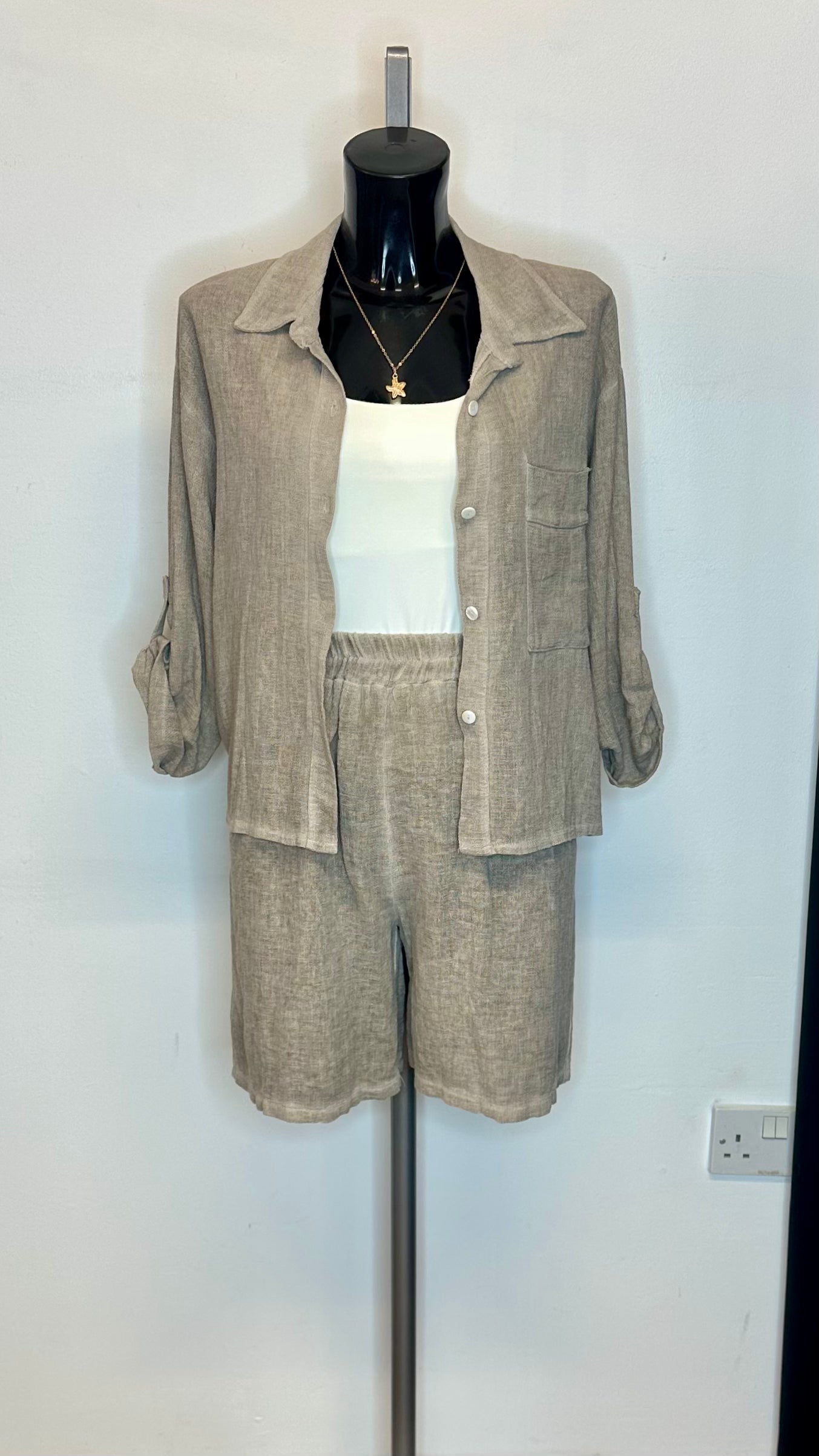 Cotton / Linen Shorts - Mocha Colour