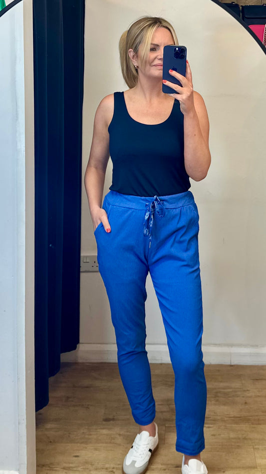 Blue stretch trousers