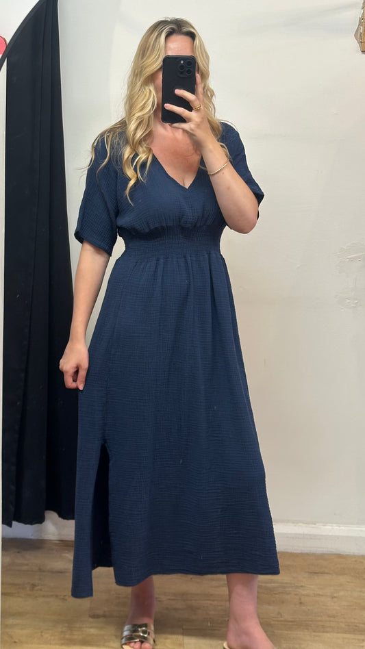 Navy cheesecloth maxi dress