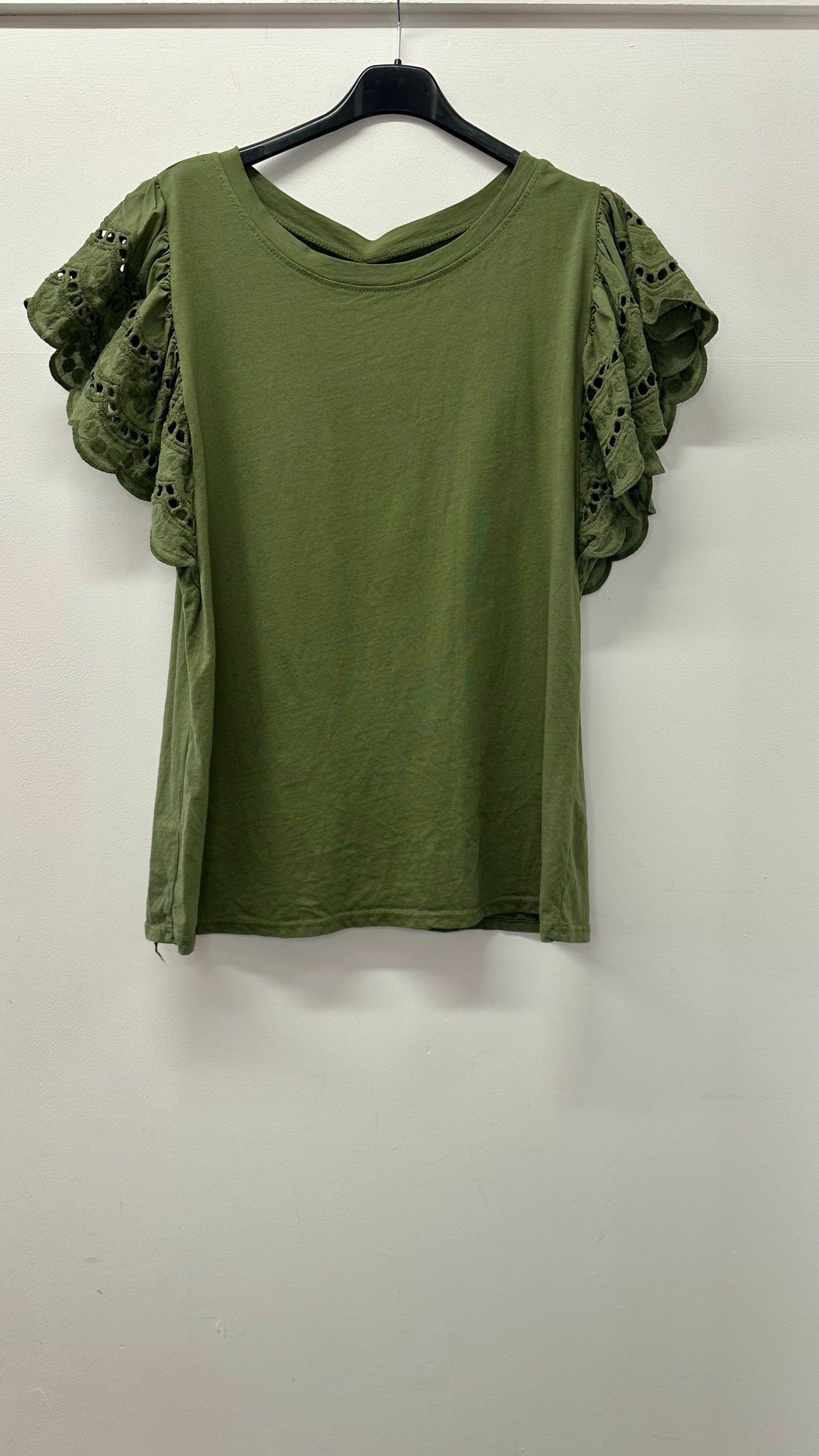 Frill sleeve T-shirt - Khaki