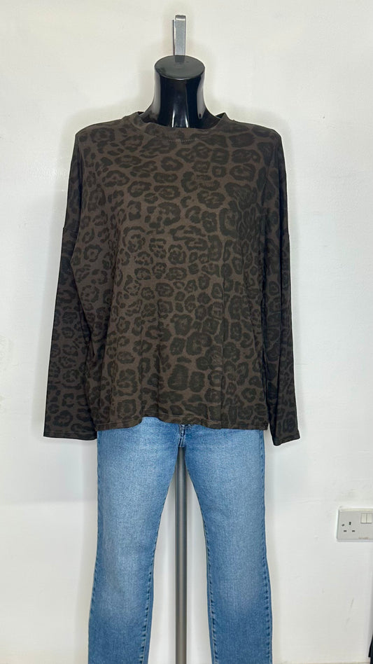 Leopard Print Top - Brown Colour