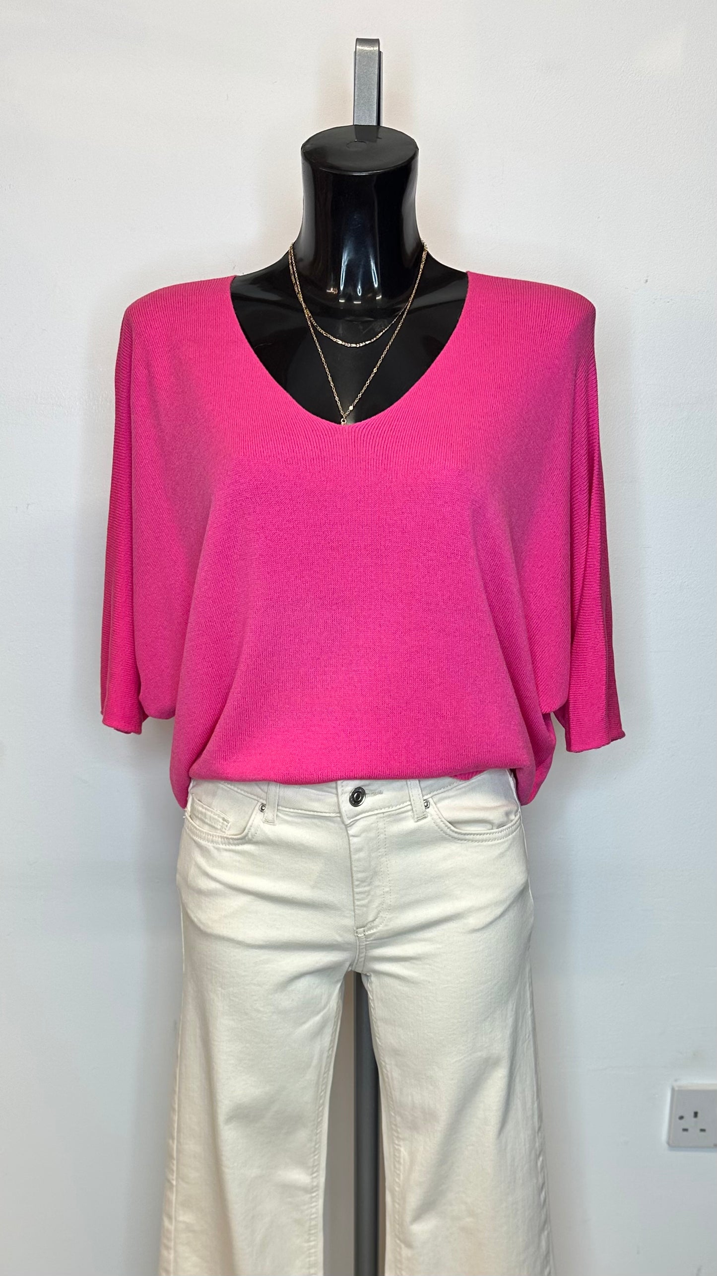 Fuchsia Pink Fine Knit Top