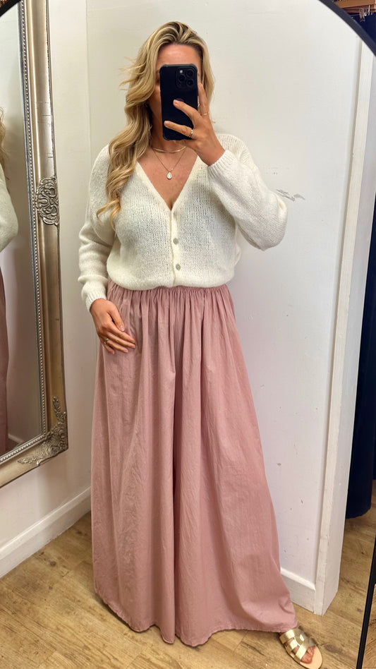 Palazzo Cotton Trousers - Baby Pink Colour