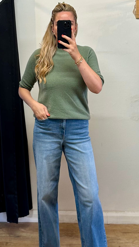 Khaki short sleeve knit