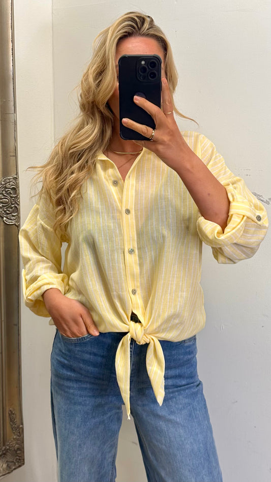 Stripe Tie Shirt - Yellow Colour