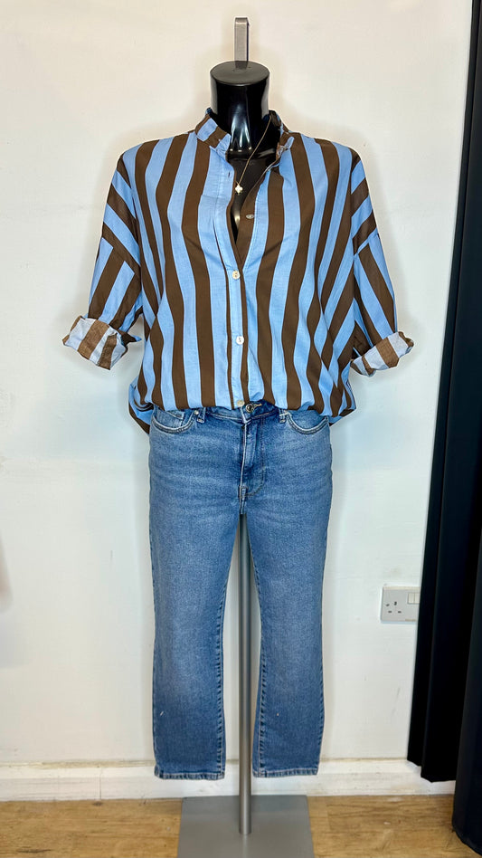 Stripe Shirt - Blue / Brown Colours