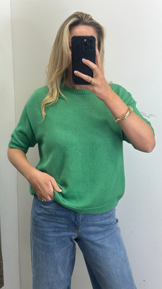 Green Short Sleeve Knit - 100% Cotton