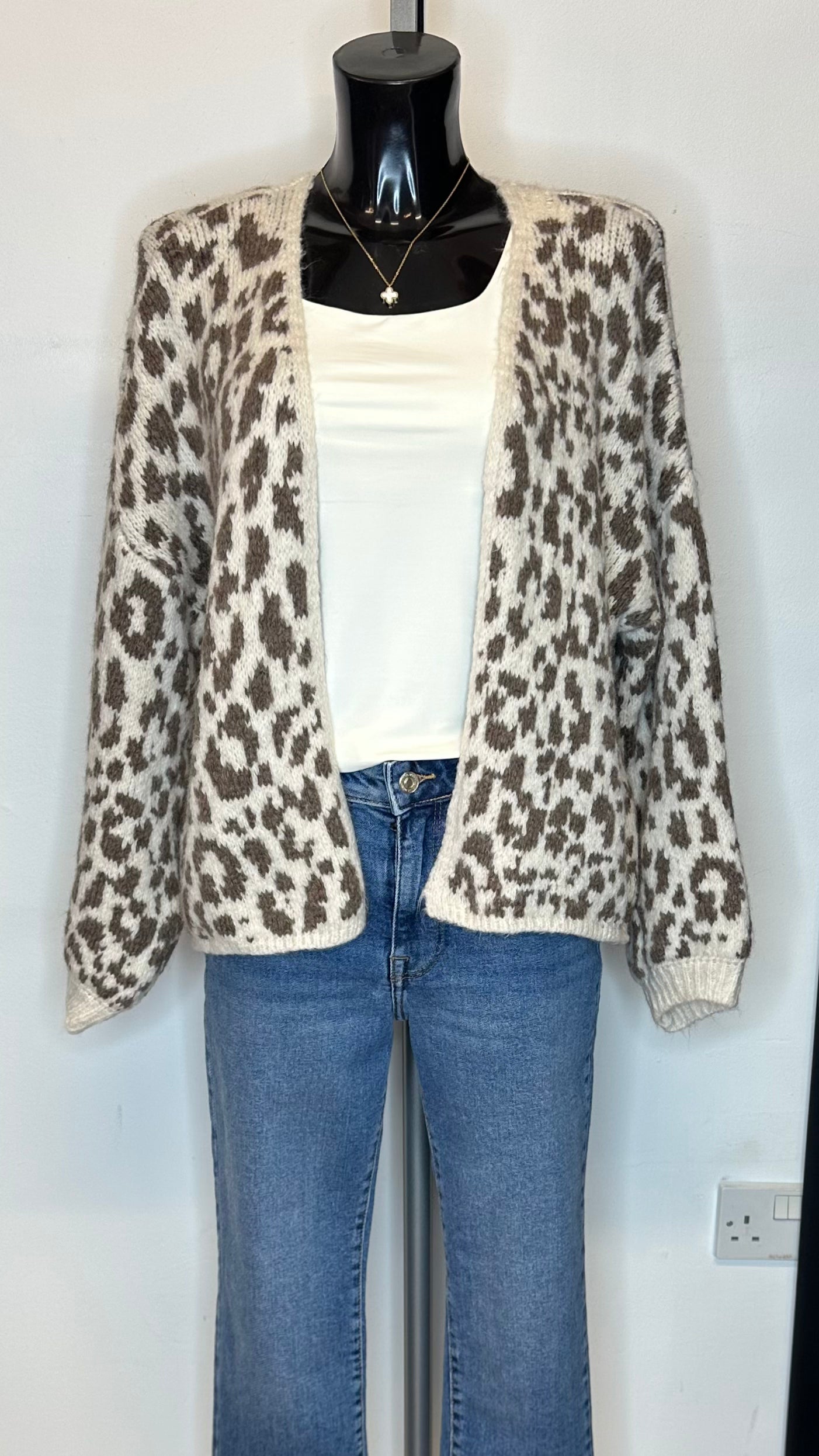 Animal Print Cardigan - Neutral / Brown